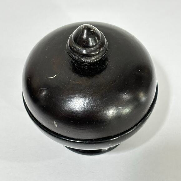 Turned Wood Wooden container dark finish miniature trinket ring collectible box - Picture 6 of 8